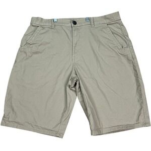Genuine Dickies Shorts Mens 34 Khaki Tan Pocket Utility Flat Front 5 Pocket EUC